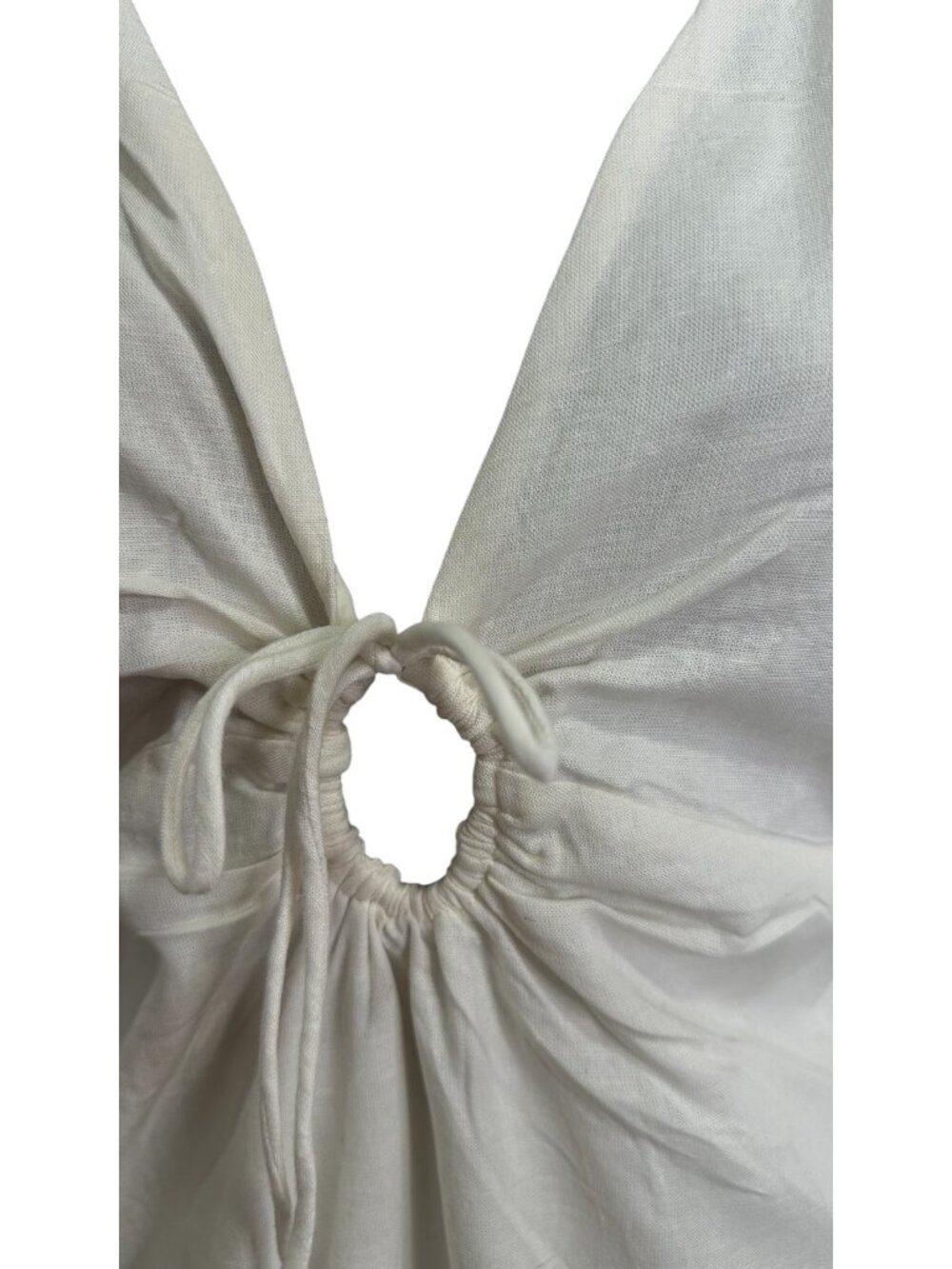L*Space Mabel Maxi Dress Small Cream Linen Blend Cutout Tie Front NWT - Picture 4 of 10